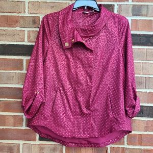 Chicos Burgundy Print Jacket